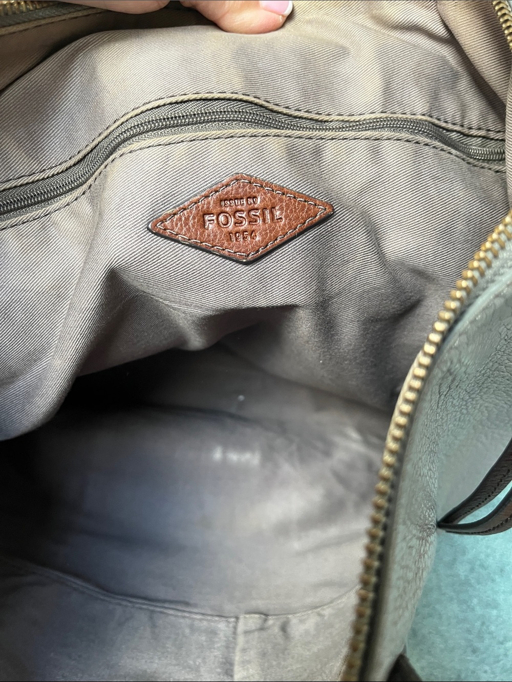 Fossil Grey Leather Tote Bag - Picture 13 of 13